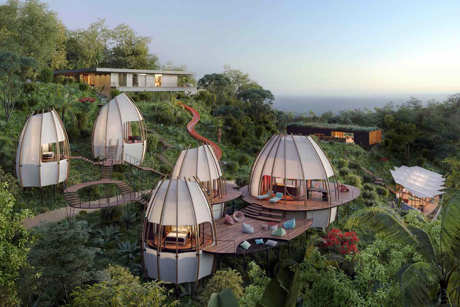 This Costa Rica Hotel Goes To the Center of Resort Layout– With a Mid-canopy Trampoline, Stunning Villas, and Treehouse-inspired Areas